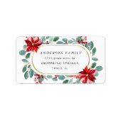rode poinsettia vakantie floral return address etiket (Voorkant)