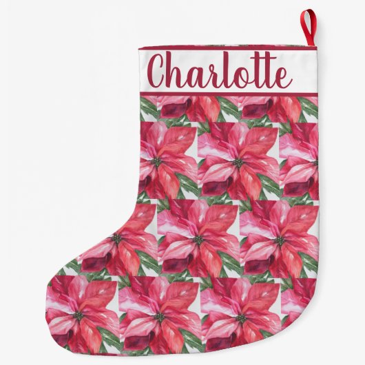 Rode Poinsettia-ventilator Grote Kerstsok (Achterkant)