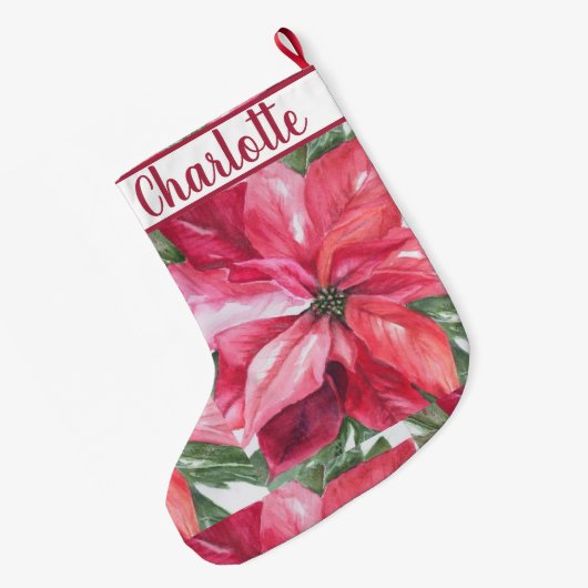 Rode Poinsettia-ventilator Grote Kerstsok (Achterkant (Hangend))