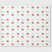 Rode Poinsettia Vloer en groene woorden Verpakken Cadeaupapier (Vlak)