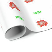 Rode Poinsettia Vloer en groene woorden Verpakken Cadeaupapier (Rol Hoek)
