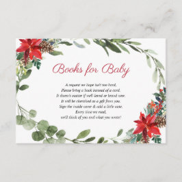 Rode poinsettia voor kerstbaby showers informatiekaartje