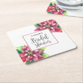 Rode Poinsettia Vrijgezellenfeest Kartonnen Onderzetters (Schuin)