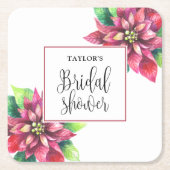 Rode Poinsettia Vrijgezellenfeest Kartonnen Onderzetters (Voorkant)