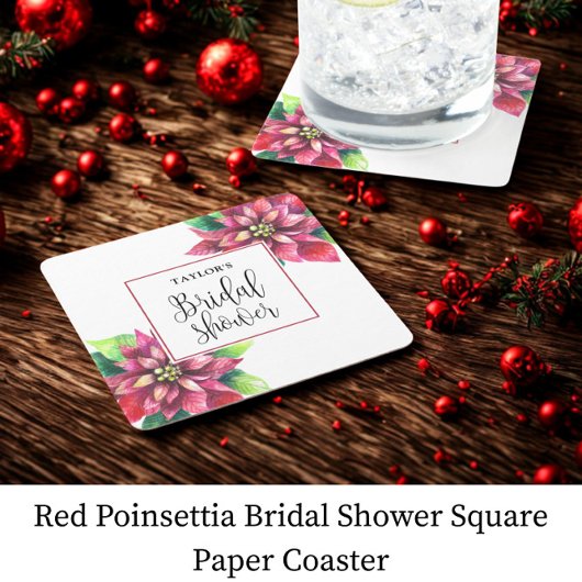 Rode Poinsettia Vrijgezellenfeest Kartonnen Onderzetters