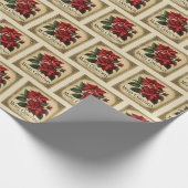  rode poinsettia vrolijk kerstfeest cadeaupapier (Hoek)