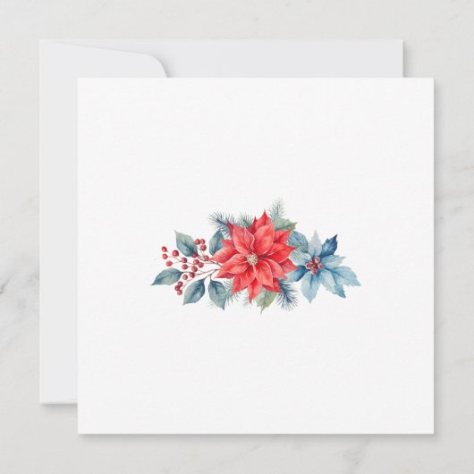 Rode Poinsettia Waterverf Kerstmis Kaart (Achterkant)