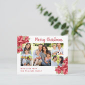 Rode Poinsettia Waterverf Vrolijk Kerstfeest Briefkaart (Staand voorkant)