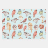 Rode Poinsettia Winter Birds Kerstmis Inpakpapier Vel (Voorkant 2)