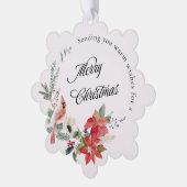 Rode Poinsettia Winter Botanicals Vrolijk Kerstfee Ornament Kaart (Links)