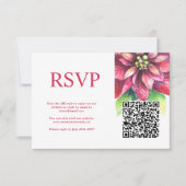 Rode Poinsettia Winter Kerstmis Bruiloft QR Code RSVP Kaartje (Voorkant)