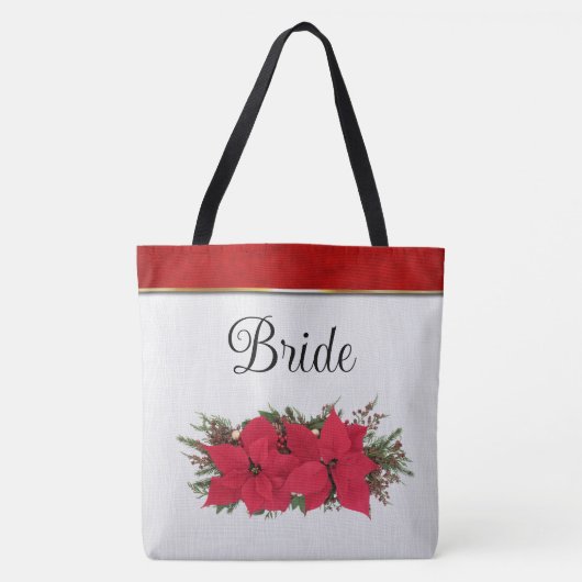 Rode poinsettia winterbruiloft tote bag (Voorkant)