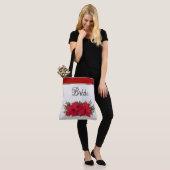 Rode Poinsettia Wintertrouw Tote Bag (Op model)