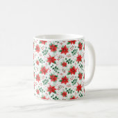 Rode Poinsettias Botanische Print Koffiemok (Voorkant rechts)