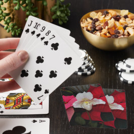 Rode Poinsettia's en Lady Slipper Orchidee Bloemen Pokerkaarten