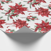 Rode poinsettia's en strikken cadeaupapier (Hoek)
