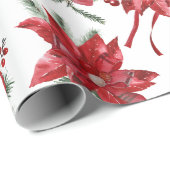 Rode poinsettia's en strikken cadeaupapier (Rol Hoek)