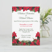 Rode Poinsettias & Greenery Uitnodiging voor een b (Staand voorkant)