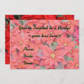 Rode Poinsettias Holiday Party Kaart (Voorkant / Achterkant)
