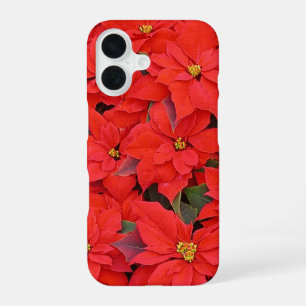 Rode Poinsettia's I Kerst Florale Foto iPhone 16 Hoesje