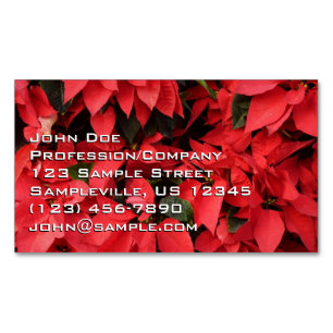 Rode Poinsettia's II Kerst Florale Kerststukken Magnetisch Visitekaartje