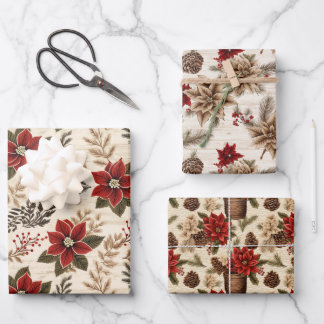 Rode Poinsettia's Inpakpapier Vel