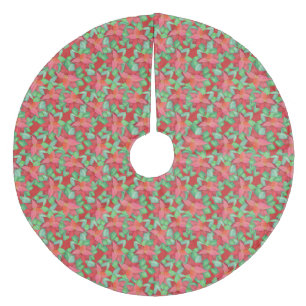 Rode Poinsettias Kerst Bloemen Patroon Fleece Kerstboom Rok
