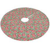 Rode Poinsettias Kerst Bloemen Patroon  Fleece Kerstboom Rok (Gekanteld)