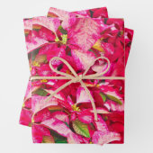 Rode Poinsettias Kerstmis Bloemen Patroon Inpakpapier Vel (In situ)