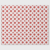 Rode Poinsettia's Op Wit Cadeaupapier (Vlak)