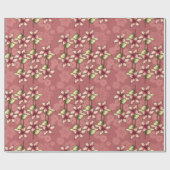 Rode Poinsettias & Sneeuwvlokken Kerstmis Cadeaupapier (Vlak)