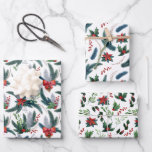 Rode Poinsettias Spruce Boughs en Holly Christmas Inpakpapier Vel<br><div class="desc">Mooie rode Poinsettias,  Spruce Boughs en Holly Christmas inpakpapier vellen</div>