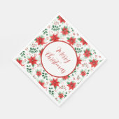  rode Poinsettias Waterverf Servet (Hoek)