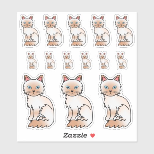 Rode Point Birma / Ragdoll Schattige Cartoonkatten Sticker (Vel)