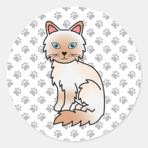 Rode Point Birmaanse kat / Ragdoll Mooie Kat & Poo Ronde Sticker
