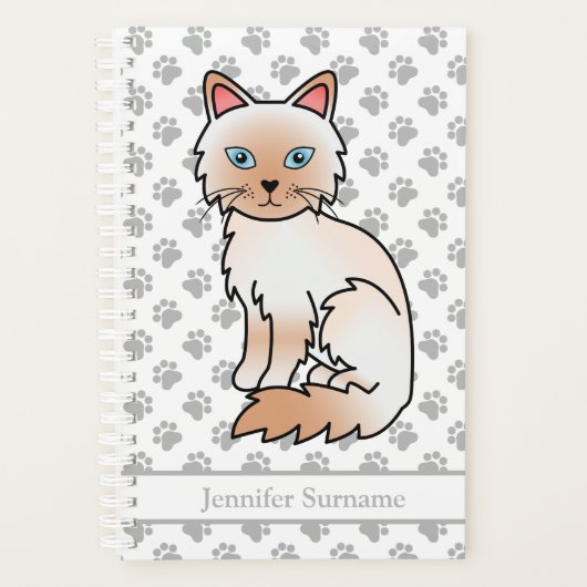 Rode Point Birmaanse / Ragdoll Kat En Pootafdrukke Planner (Voorkant)