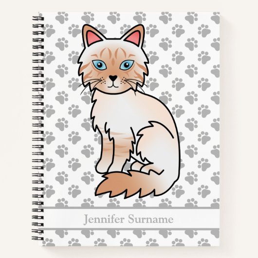 Rode Point Tabby Birman / Ragdoll & Aangepaste Tek Notitieboek (Voorkant)