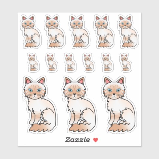 Rode Point Tabby Birman / Ragdoll Cartoon Katten Sticker (Vel)