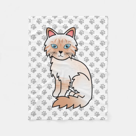 Rode Point Tabby Birman / Ragdoll Mooie Kat & Poot Fleece Deken (Voorkant)