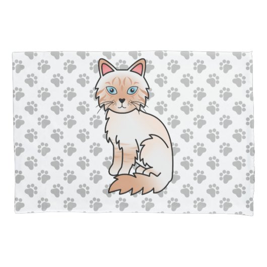 Rode Point Tabby Birman / Ragdoll Mooie Kat & Poot Kussensloop (Voorkant)