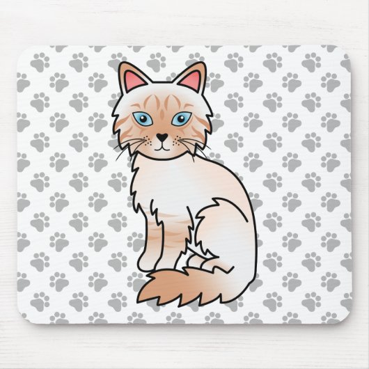 Rode Point Tabby Birman / Ragdoll Mooie Kat & Poot Muismat (Voorkant)