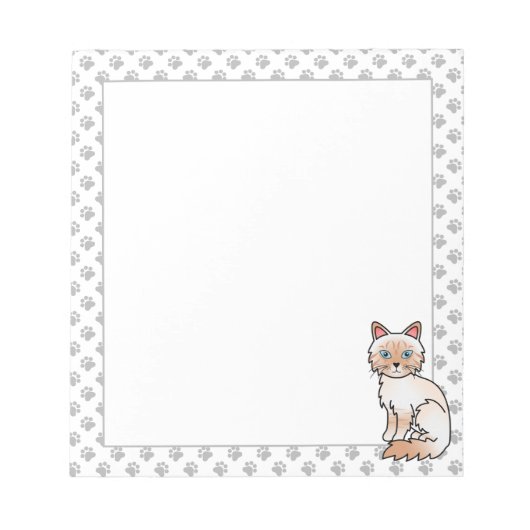Rode Point Tabby Birman / Ragdoll Mooie Kat & Poot Notitieblok (Voorkant)