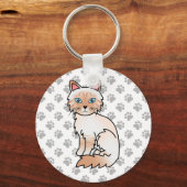 Rode Point Tabby Birman / Ragdoll Mooie Kat & Poot Sleutelhanger (Voorkant)