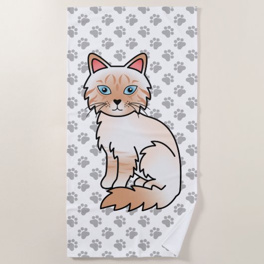 Rode Point Tabby Birman / Ragdoll Mooie Kat & Poot Strandlaken (Voorkant)