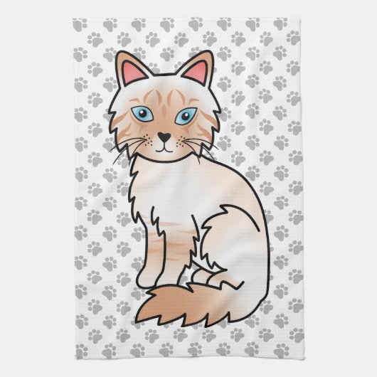Rode Point Tabby Birman / Ragdoll Mooie Kat & Poot Theedoek (Verticaal)