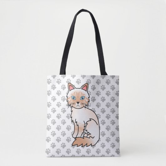 Rode Point Tabby Birman / Ragdoll Mooie Kat & Poot Tote Bag (Voorkant)