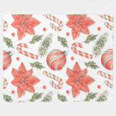 RODE POINTSETTIAS SNOEPSTOKJES EN ORNAMENTEN FLEECE DEKEN (Voorkant (Horizontaal))