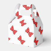 Rode poka Dots Bows op witte achtergrond Bedankdoosjes (Voorkant Zijde)