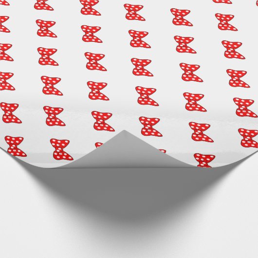Rode poka Dots Bows op witte achtergrond Cadeaupapier (Hoek)