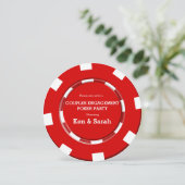 Rode Poker Chip Hart Verlovings- Bruiloftsinvitati Kaart (Staand voorkant)